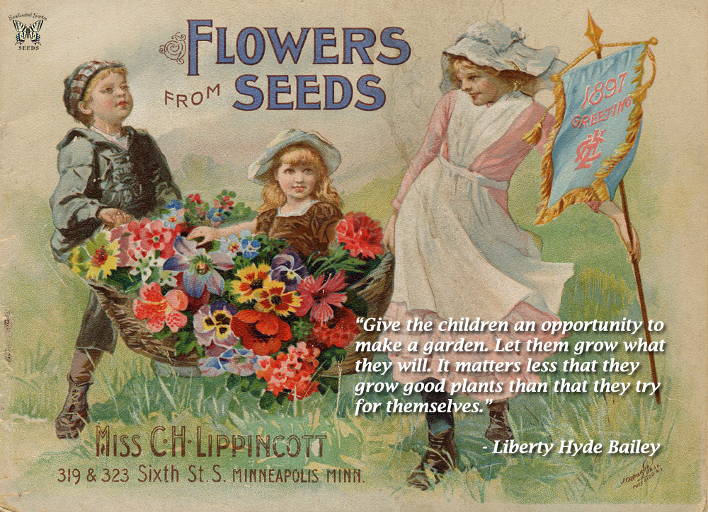 Illustration of Children with Flowers Children's Garden Illustration